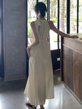 Nukty Summer Spring French Halter Womens Dresses Elegant Off Shoulder Birthday Party Midi Dress Female Holiday Loose Casual Vestidos