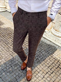 Nukty New Boutique Classic Plaid and Striped Fashion Men's Casual Business Slim Suit Pants Groom Wedding Dress Trousers Party