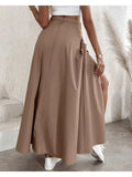 Nukty Elegant Skirts for Women Clothing Trend Casual Spring Autumn Fashion High Waist Irregular Pockets Long Skirt Lady Workwear