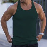 Nukty Large Size Men's Sleeveless Summer Knitted Vertical Stripe Fitness Sports Leisure Slim Men's Vest Men's L-Line Vest Men's