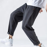Nukty Japanese Loose Men's Cotton Linen Pants Male Summer New Breathable Solid Color Linen Trousers Fitness Streetwear Plus Size M-3XL