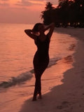 Nukty Women Red Mesh Patchwork Maxi Dress Sexy See Through Sleeveless Bodycon Long Dresses Lady Vocation Beach Vestidos