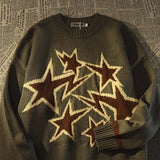 Nukty Autumn and Winter Sweater Men Women American Style Star Print Loose Knitted Pullover High Street Harajuku Oversize Tops Y2K New
