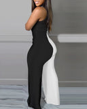 Nukty Colorblock One Shoulder Long Sleeve Jumpsuit Sexy Skinny Jumpsuit Women Sexys Female One-pieces New Fashion Rompers