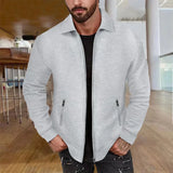 Nukty Men's Lightweight Zip-Up Windbreaker: Classic Crew Neck, Stretch Polyester Jacket, Ideal for Spring/Fall Casual Wear