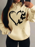 Nukty Combination Of Love And Butterfly  Pattern Hoody Women Hip Hop Street Hoodies Trendy Pocket Clothes Vintage Multicolor Hoodie