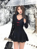 Nukty Sweet Lace Womens Dresses Elegant Flare Long Sleeves Evening Party Mini Dress Slim Waist Casual Vestidos Mujer Female Clothing