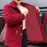 Nukty Velvet Thickened Lamb Fleece Long Sleeve Autumn/Winter Mid length Coat Warm Coat for Women