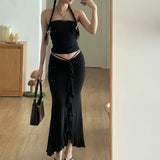 Nukty Women Elegant Solid Ruffles Skinny Skirt Sexy Ruched Bandage Casual High-waist Skirts Summer Office Street Short Dress