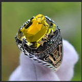 Nukty Retro Handmade Turkish Signet Rings for Men Ancient Silver Color Carved Ring Mystic Zircon Inlay New Punk Motor Biker Ring