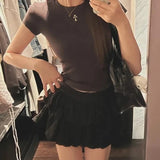 Nukty Coquette White Skirt Women Summer Y2k Lace Patchwork Sexy High Waist A-line Cute Kawaii Korean Tutu Mini Skirt Fairycore