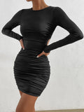Nukty Long Sleeve Black Sexy Midi Dress Women Backless Club Party Nightclub Vestidos Autumn Woman Bodycon Elegant Evening Clothing
