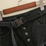 Nukty Summer Denim Jeans Skirt Women Y2K Irregular High Waisted Tulle Skirts Mesh Patchwork Pockets Pleated Mid-Calf Tutu High Street