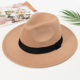 Nukty Autumn and Winter Men and Women's New Large Brimmed Hats, Fashionable Woolen Jazz Hats, English Style Top Hats