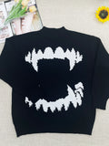 Nukty Y2K Retro Sweater In Autumn And Winter Y2K Teeth Marks Pattern Sweater Winter Harajuku Sweater Unisex Aesthetic Clothes