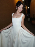 Nukty Women Fashion Pink Pleated Hem Maxi Dress Elegant Square Neck High Waist Long Robes Summer New Elegant High Streetwear