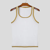 Nukty New Men Mesh Tank Tops Summer Clubwear Casual Vest U Neck Sleeveless Contrast Color Fishnet T-shirt Comfortable Chic Tees