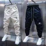 Nukty New Autumn Loose-Fit Men's Cargo Pants Korean Style Casual Plus Size Fashionable Trendy Brand Men's Pants With Drawstring