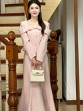 Nukty DRESS TO IMPRESS Insozkdg Spring Autumn French Style Pink Tweed Blazer + Mermaid Skirt Two-Piece Sets Women Female Office Lady Skirts Suits New