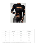 Nukty New Women Slim Fit Top Stylish Autumn Winter Sexy Blouse Mock Neck Bodycon Hollow Long Sleeve Tee Shirt With Stitching Beads