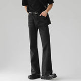 Nukty Men Comfortable Baggy Commute Jeans Male Fashion Casual Bell Bottom Denim Pants Korean Simple Vintage Straight Denim Trousers
