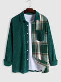 Nukty Shirt for Men Two Tone Spliced Plaid Long Sleeves Blouse Fall Spring Streetwear Shirts Casual Unisex Shacket Tops Z5036870