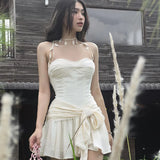 Nukty Sexy Ruched Bandage Solid Mini Dress Summer Elegant Halter Sleeveless Tight Sundress Chic Women Holiday Party Vestidos