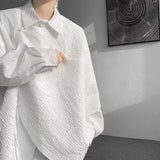 Nukty Men's Luxury Chic Texture Shirt Vintage Casual Drapped Solid Color Button-down Long Sleeve Shirts for Men All-match Clothing