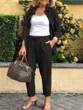 Nukty Cotton Linen Set Women Spring Summer Loose Oversize Long Sleeve Shirt Long Pants 2 Piece Sets Casual Office Ladies Trousers Suit