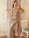 Nukty Elegant Backless Spaghetti Strap Maxi Dress For Women Fashion Bodycon Sleeveless Long Robes New Party Club Sexy Dresses