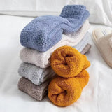 Nukty  Unisex Candy Coral Fleece Long Socks Women Plush Winter Warm Thick Thigh Stockings Lolita Thigh High Home Sleep Floor Sock