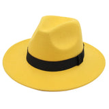 Nukty Autumn and Winter Men and Women's New Large Brimmed Hats, Fashionable Woolen Jazz Hats, English Style Top Hats