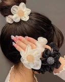 Nukty New Mesh Flower Hair Ring Shine Hair Tie Korean Temperament Elastic Hair Band Hair Rope For Women Hair Accessories