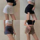 Nukty Tennis Skirt Women High Waist Sexy Girl Tight Bag Hip Short Skirt Summer Sports Culottes split A-line Mini skirt Y2K