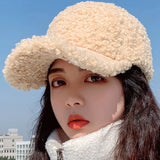 Nukty Autumn Winter Baseball Cap Women Thicken Lamb Wool Hats Version Tide Fleece Warm Cap Plush Baseball Caps Spring Baseball Cap
