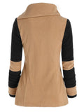 Nukty Fashion Two Tone Fleece Jacket Colorblock Wide-waisted Full Sleeve Warm Coat For Fall,Spring,Winter