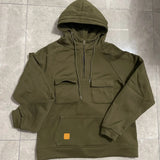 Nukty Half Zipper Men's Hoodies Solid Warm Fleece Sweatshirts Multi Pockets Male Hooded Jackets Thick Outdoor Polar