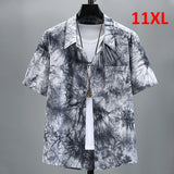 Nukty Summer Tie-dye Shirt Men Plus Size Fashion Casual Tie Dye Shirts Male Hawaiian Beach Shirt Big Size 11XL