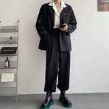 Nukty Stylish New Metal Button Men Blazer Lapel Long Sleeve Party Streetwear Fashion Casual Suits Men Korean Suit Jacket Coats