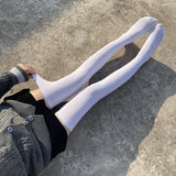 Nukty Socks Woman Autumn/Winter Solid Color Thigh High Lace Cute Lolita Thick Warm Stockings Black White Long Leg Socks for Women