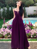 Nukty Elegant Backless Evening Party Halter Long Sundress Dresses Women Sleeveless 2025 Summer Holiday Ruffles Dress Vestidos Popular