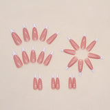 Nukty 24Pcs Aurora French Finished Fake Fingernails Long Stiletto False Nails Almond Spike Head Press on Nails Manicure Nail Supplies