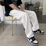 Nukty Wide Leg Jeans Men Fashion Casual White Jeans Men Streetwear Korean Loose Hip-hop Straight Jeans Mens Denim Trousers M-3XL