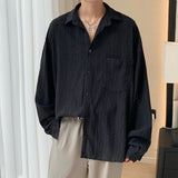 Nukty Shirts for Men Hollow Out Lapel Men Blouse Vacation Sexy Handsome Fashion Men Clothing Mesh Long-sleeved Shirts Black/Apricot