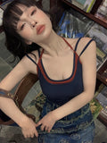 Nukty Summer Woman Sexy Sleeveless Slim Camis Patchwork Y2k Backless Holiday Crop Tops Hotsweet Girls Korean Fashion Tanks Chic