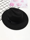 Nukty Autumn and winter men and women's new large brimmed hats, fashionable woolen jazz hats, English style top hats