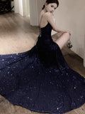 Nukty DRESS TO IMPRESS Sexy Backless Evening Party Long Dresses for Women V-Neck Split Slim Spring Summer Luxury Sequins Prom Robe Birthday Vestido New