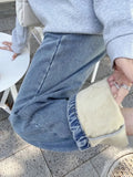 Nukty Winter Loose Plus Velvet Warm Straight Pants Woman Korean All-match Streetwear Denim Trousers Casual High Waist Baggy Jeans