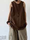 Nukty Sport Men's Tank Tops Gym Hombre Sleeveless Tee Vest Men Streetwear Loose Casual Basketball Brown O-neck Cotton