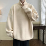 Nukty Autumn Winter Polo/Turtle Neck Sweater Idle Style Thickened Loose-Fit Vintage Knitted Top For Casual Scene Men's Base Layer Top